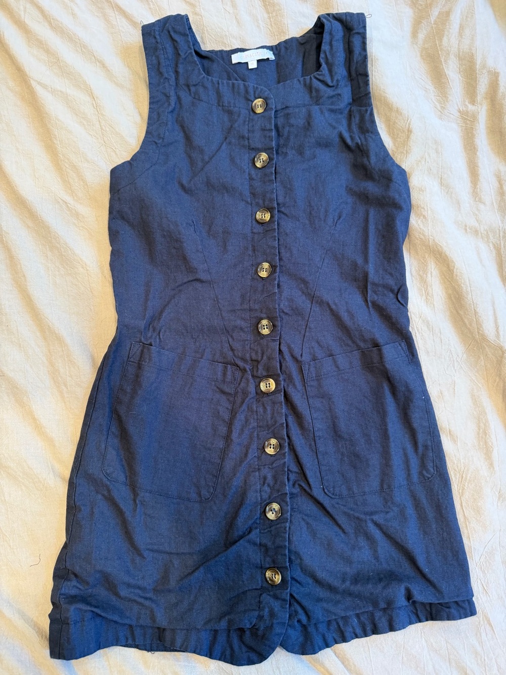 Navy Button-Front Jumper Dress